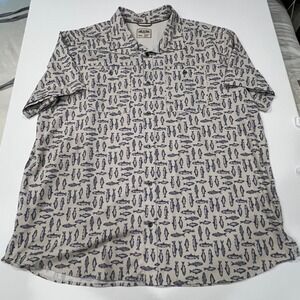 Lake & Trail XXL Coastal Fish Print Performance Fishing Button Up Shirt